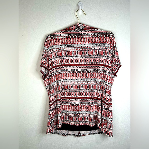 NY Collection Plus Size 1X Geometric Print Short Sleeve Blouse Top Stretchy - Picture 7 of 8